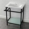 Kingston Brass VPB24187W40 24-Inch Ceramic Console Sink (4-Inch, 3-Hole), White/Matte Black VPB24187W40 - alternate 2